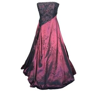 VTG Taffeda Pesavento Couture Iridescent Wine Gown Bust 36C Waist 24" Length 49"